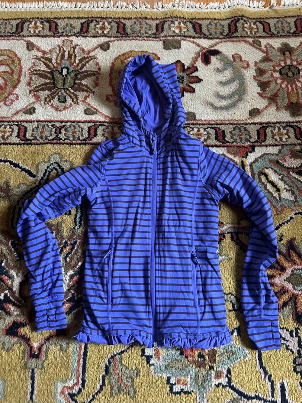 Ivivva Purple and Black Striped Reversable Hoodie Jacket